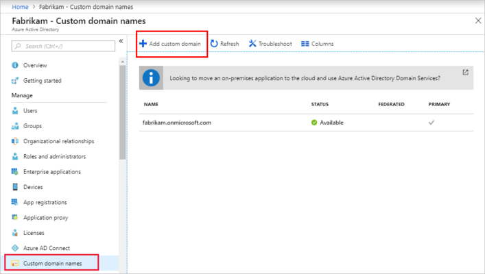 Learn to Add custom domain name using the Azure Active Directory portal