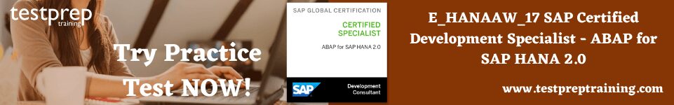 E_HANAAW_17 SAP Certified Development Specialist - ABAP for SAP HANA 2.0 practice test
