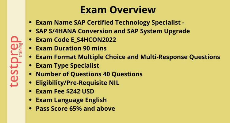 SAP Certified Technology Specialist - SAP S/4HANA Conversion and SAP System Upgrade exam overview
