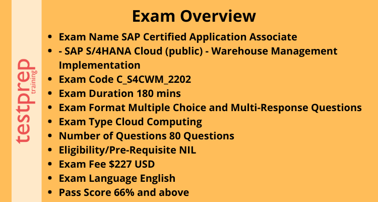 C_S4CWM_2202 - SAP Certified Application Associate - SAP S/4HANA Cloud (public) - Warehouse Management Implementation exam overview