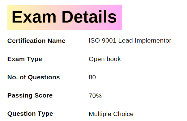 ISO 9001 Lead Implementer - Testprep Training Tutorials